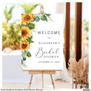 Rustic Sunflower Eucalyptus Bridal Shower Welcome Foam Board