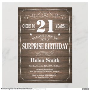 Rustic Surprise 21st Birthday Invitation