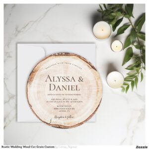 Rustic Wedding Wood Cut Unique Custom Invitation