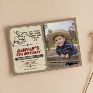 Rustic Western Rodeo Cowboy Birthday Invitation