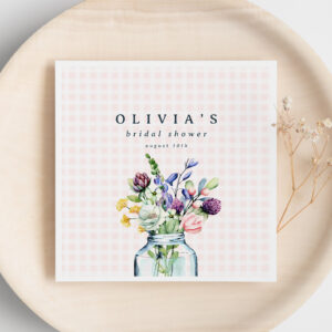 Rustic Wildflower Mason Jar Picnic Bridal Shower Napkins