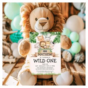Safari Wild One Birthday Invitation
