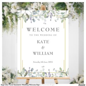 Sage Lilac Floral Geometric Wedding Welcome Sign