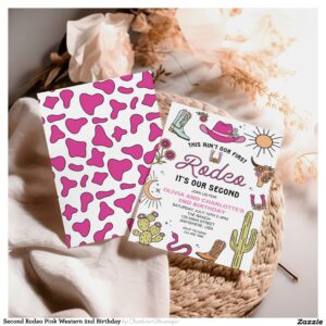 Second Rodeo Pink Western 2nd Birthday Invitation