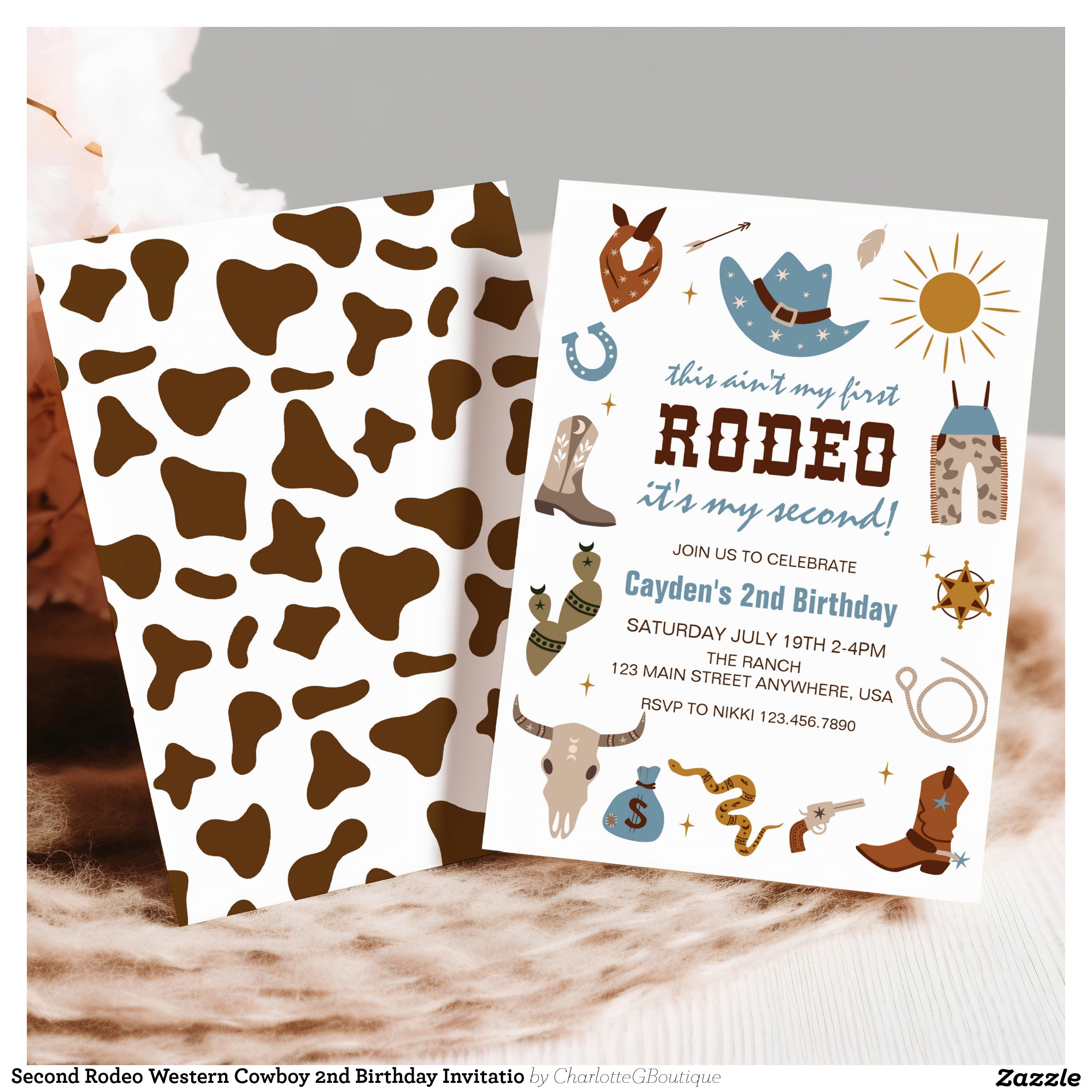 Second Rodeo Western Cowboy 2nd Birthday Invitatio Invitation