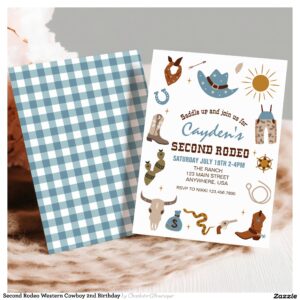 Second Rodeo Western Cowboy 2nd Birthday Invitation