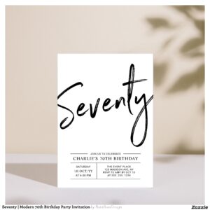 Seventy Modern 70th Birthday Party Invitation