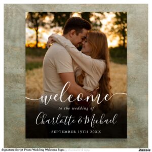 Signature Script Photo Wedding Welcome Sign