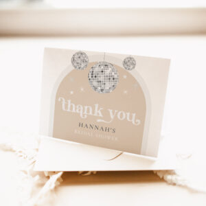 Silver Retro Disco Groovy Bridal Shower Thank You Card