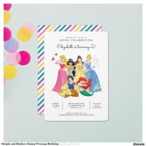 Simple and Modern Disney Princess Birthday Invitation