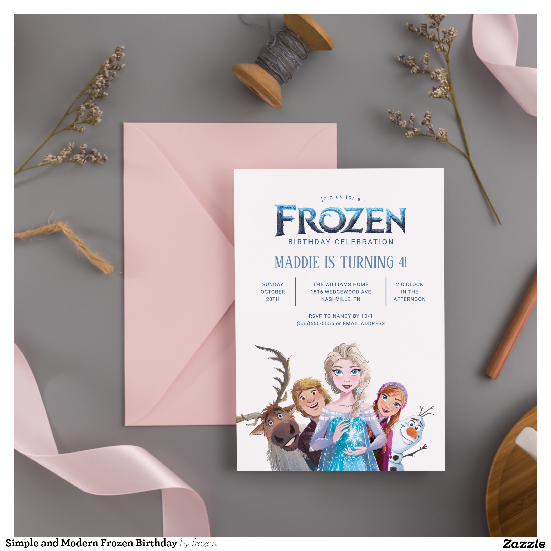 Simple and Modern Frozen Birthday Invitation