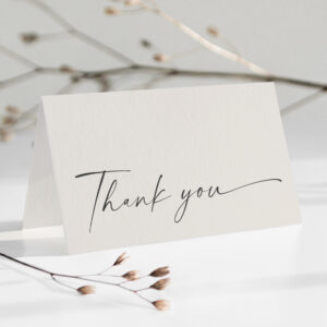 Simple Boho Script Neutral Bridal Shower Thank You Card