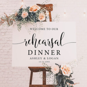 Simple Calligraphy Rehearsal Dinner Welcome Poster