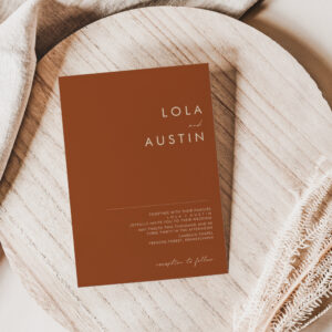 Simple Desert   Terracotta Wedding Invitation