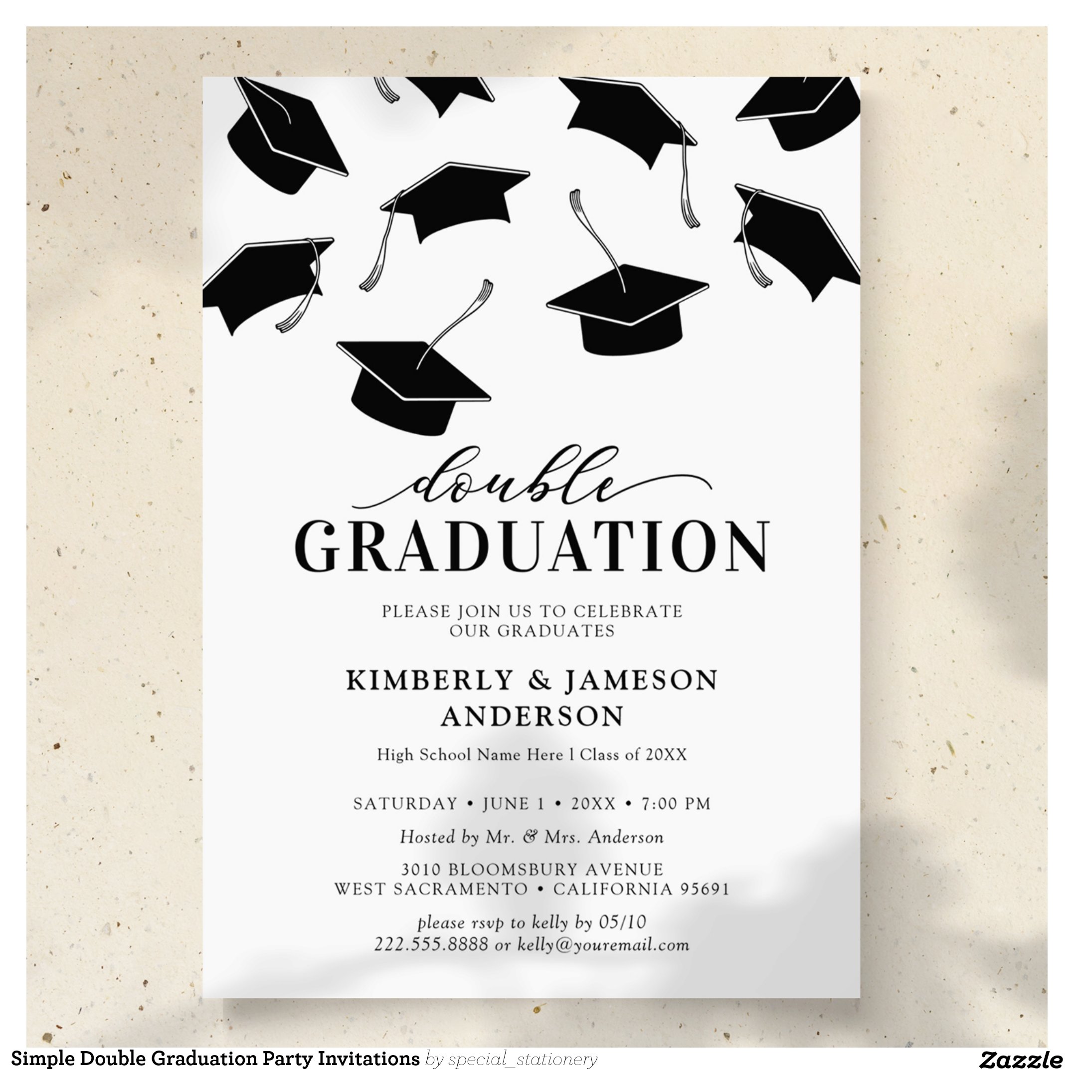 Simple Double Graduation Party Invitations