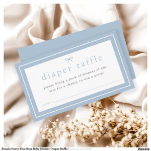 Simple Dusty Blue Boys Baby Shower Diaper Raffle Enclosure Card
