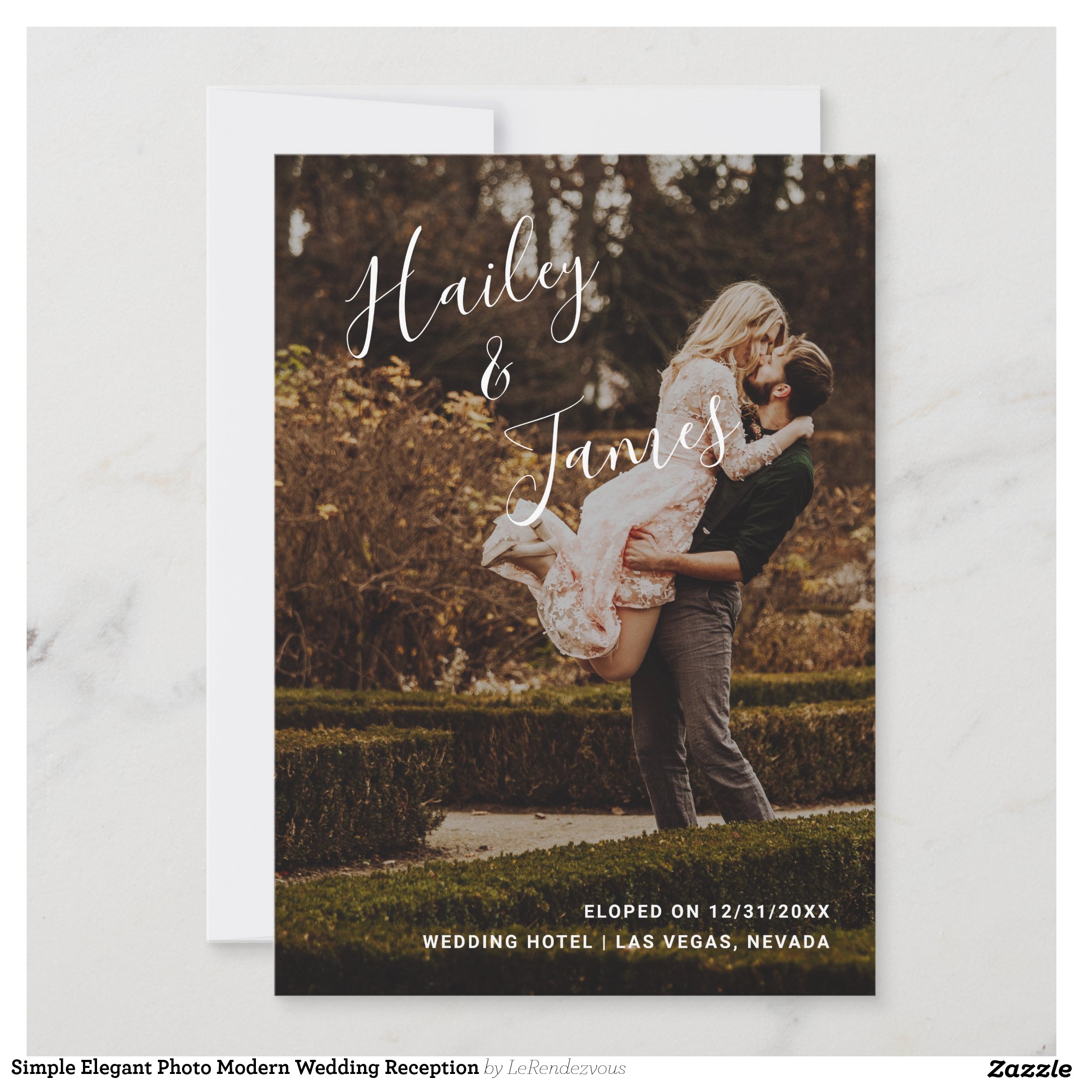 Simple Elegant Photo Modern Wedding Reception Invitation