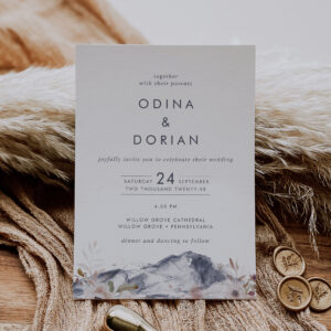 Simple Floral Mountain All In One Wedding Invitation
