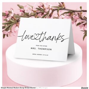Simple Minimal Modern Script Bridal Shower Thank You Card