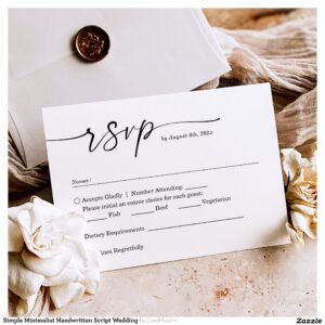 Simple Minimalist Handwritten Script Wedding RSVP Card