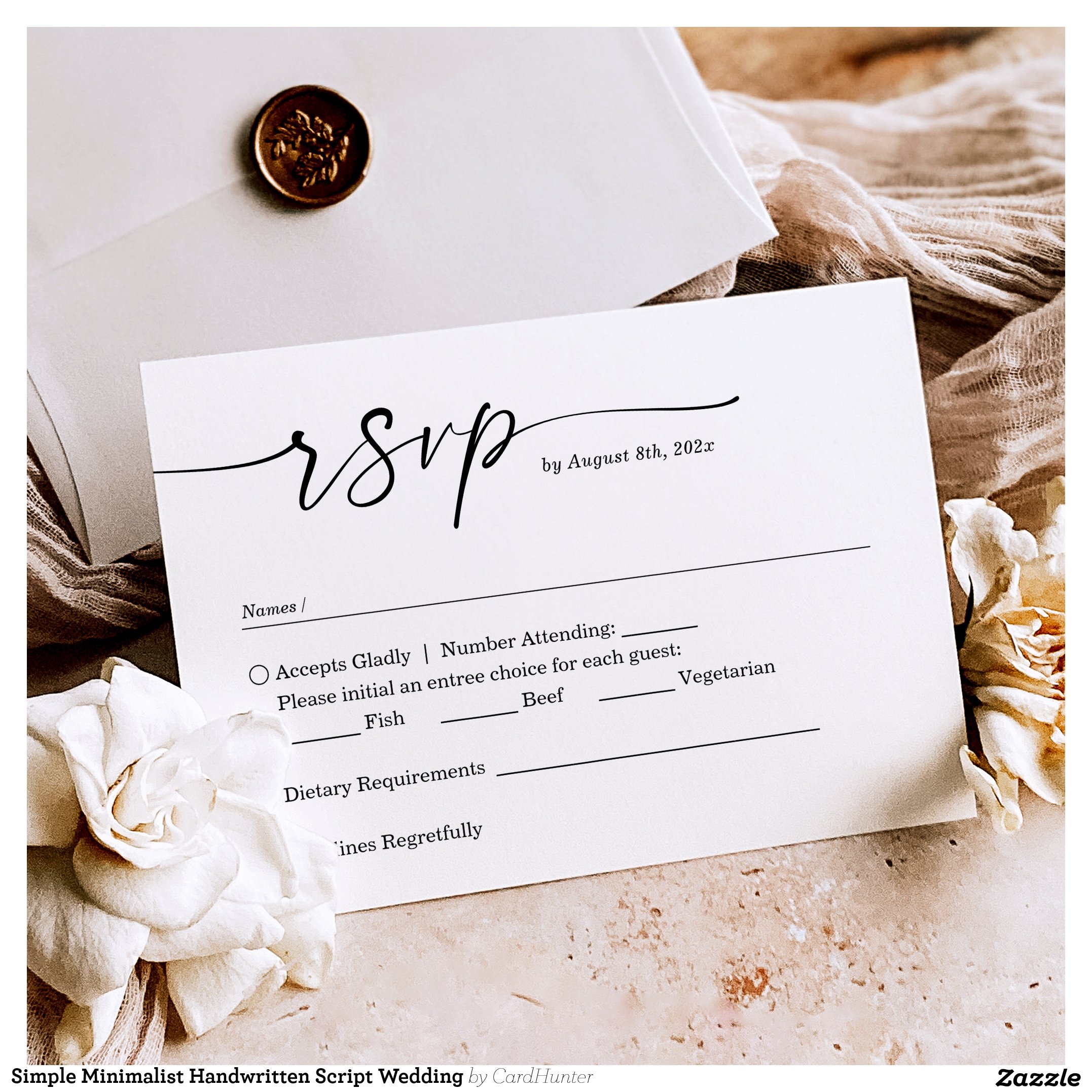 Simple Minimalist Handwritten Script Wedding RSVP Card