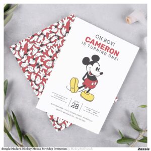 Simple Modern Mickey Mouse Birthday Invitation