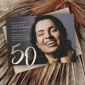 Simple Modern Photo 50th Birthday Invitation