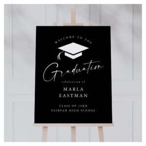 Simple Script Black & White Graduation Welcome Foam Board