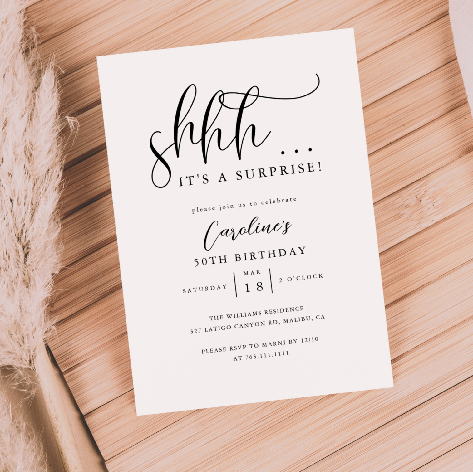 Simple Surprise Birthday Party Invitation