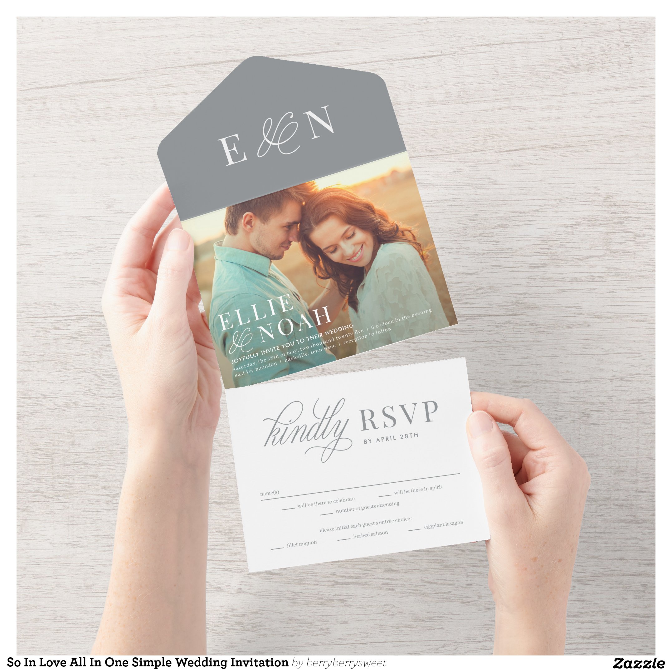 So In Love All In One Simple Wedding Invitation