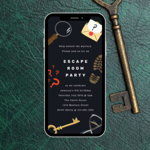 Solve the Mystery Escape Room Party Invitation