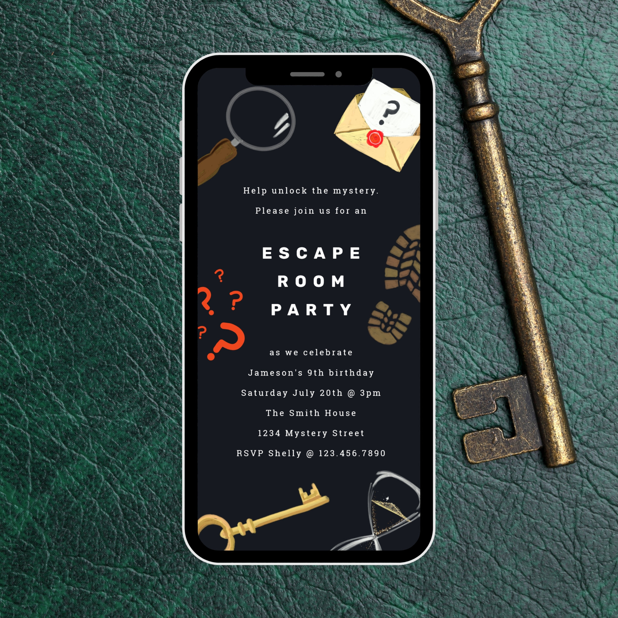 Solve the Mystery Escape Room Party Invitation