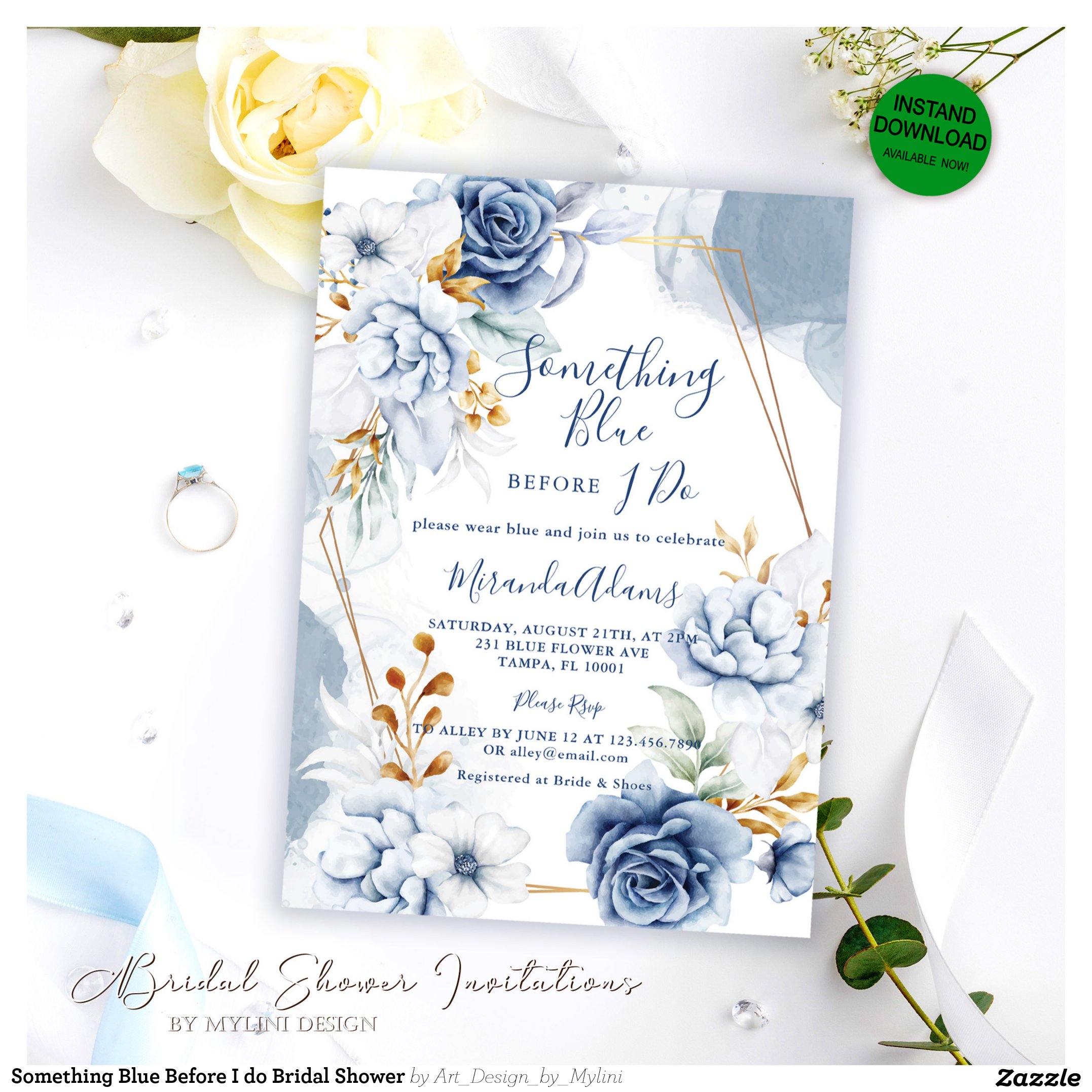 Something Blue Before I do Bridal Shower Invitation