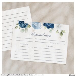 Something Blue Before I Do Bridal Shower Recipe Enclosure Card