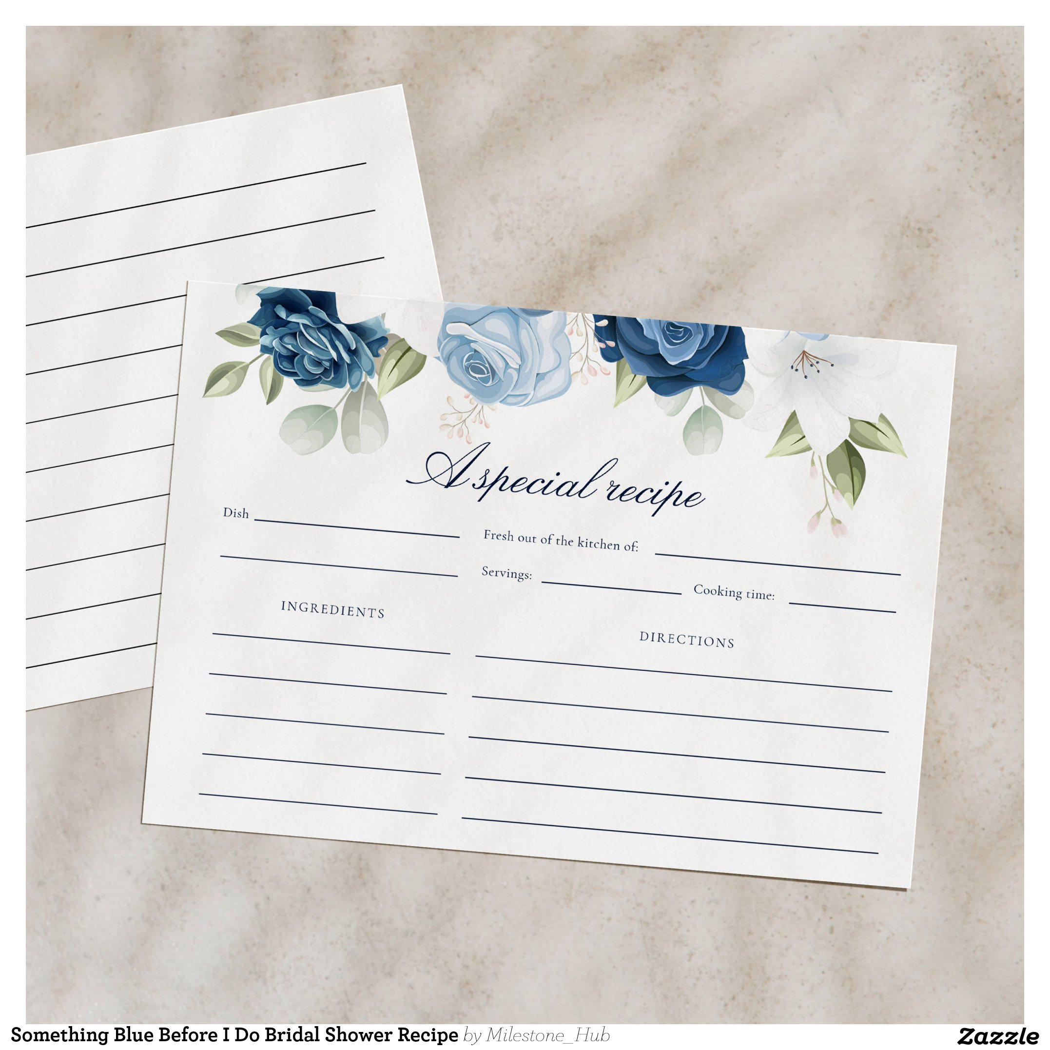 Something Blue Before I Do Bridal Shower Recipe Enclosure Card