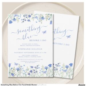 Something Blue Before I Do Floral Bridal Shower Invitation