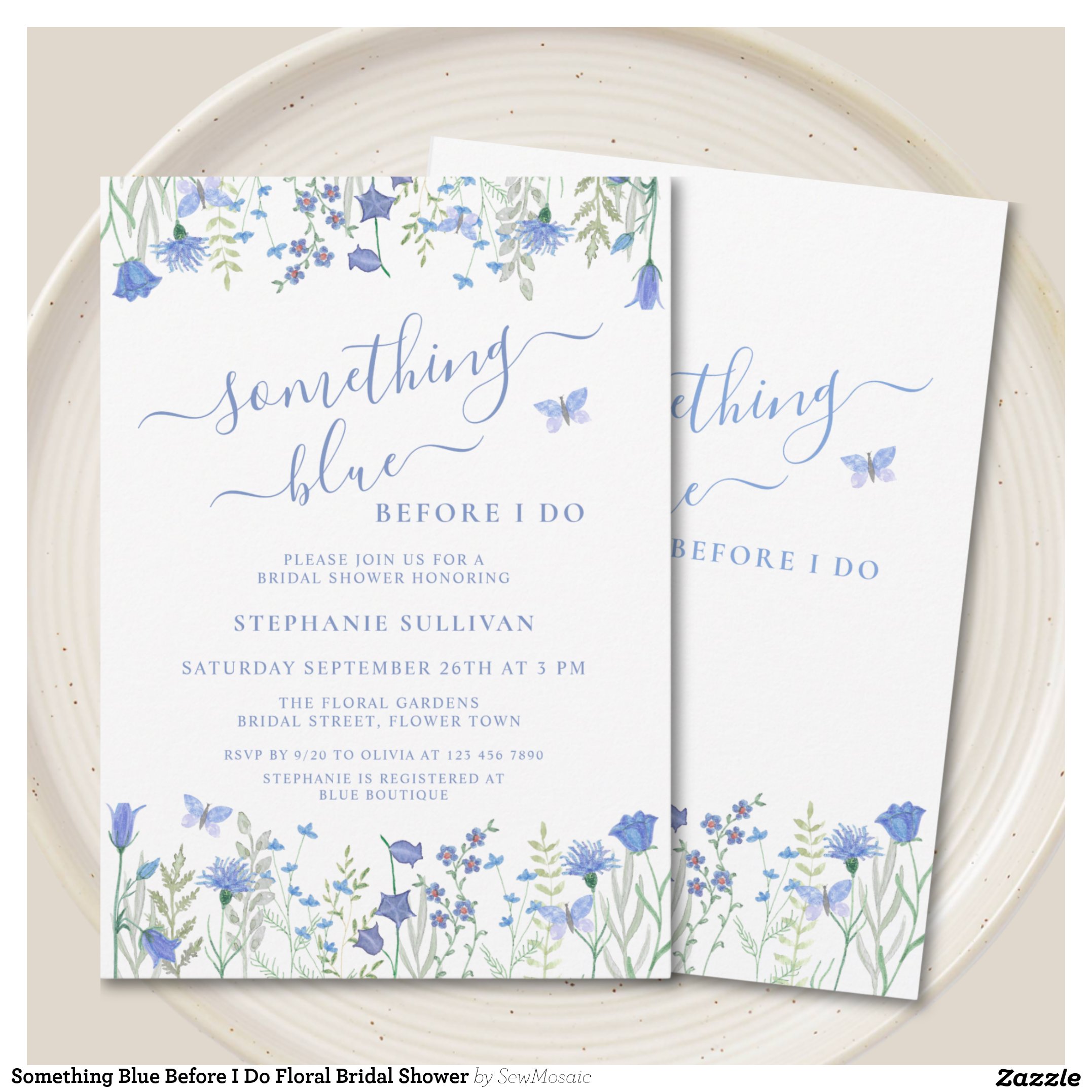 Something Blue Before I Do Floral Bridal Shower Invitation