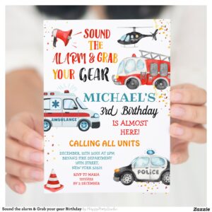 Sound the alarm & Grab your gear Birthday Invitation
