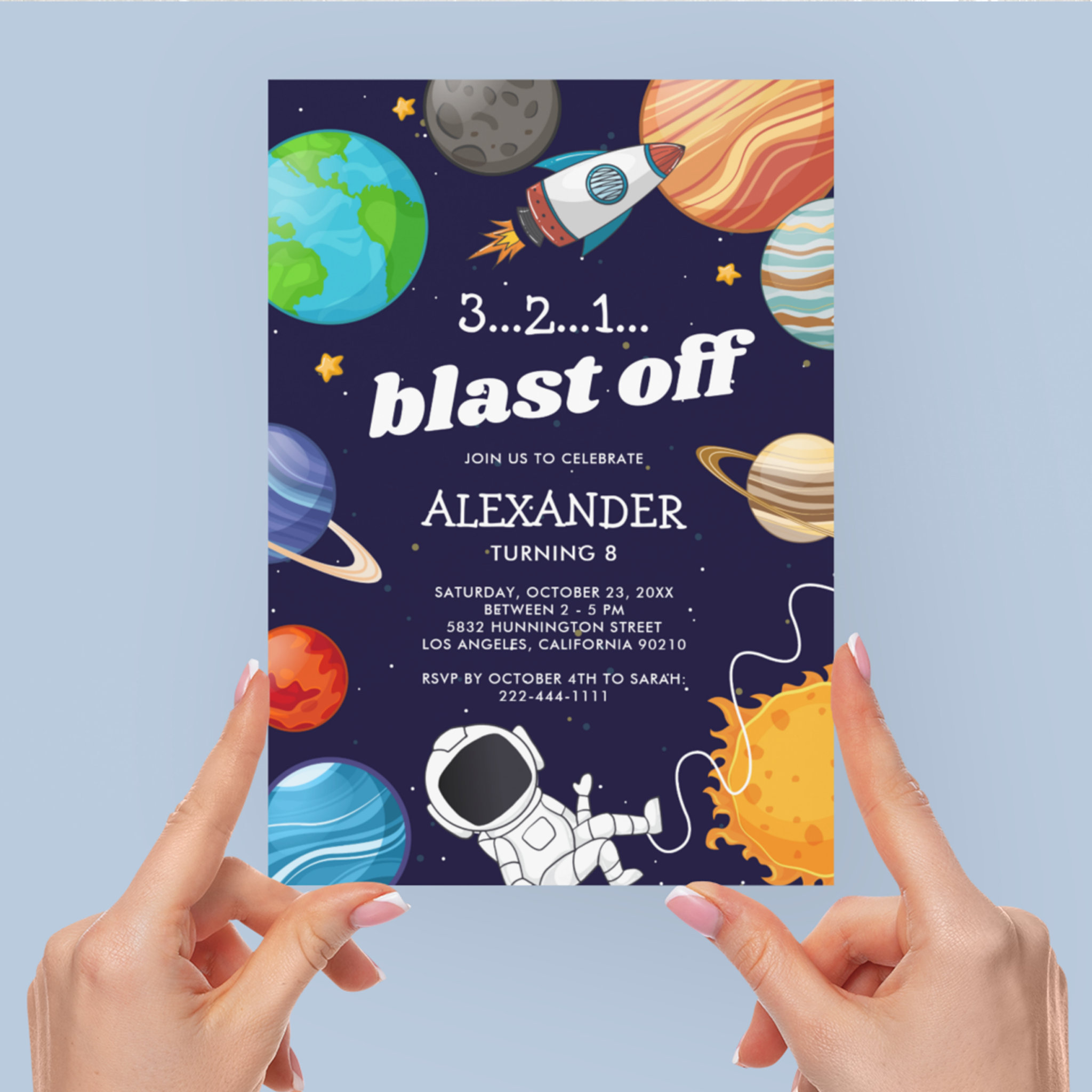 Space Astronaut Any Age Birthday Party Invitation
