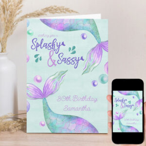 Splashy & Sassy Any Age Mermaid Birthday Card