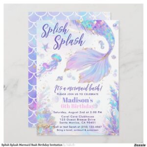 Splish Splash Mermaid Bash Birthday Invitation