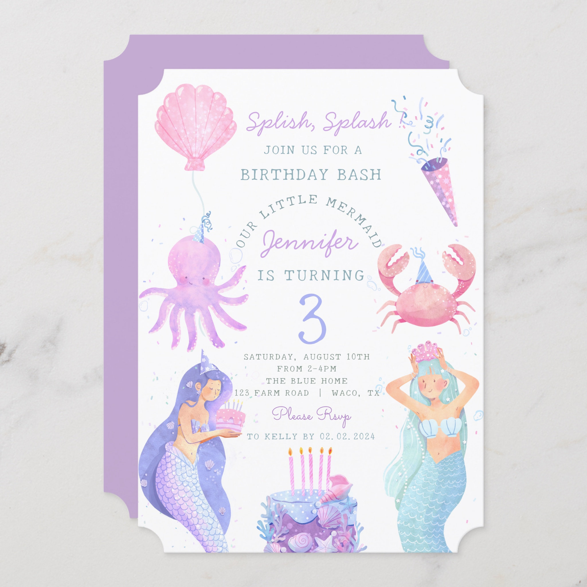 Splish Splash Mermaid Birthday Bash Invitation