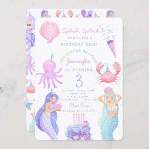 Splish Splash Mermaid Birthday Bash Invitation