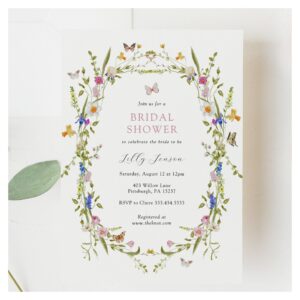 Spring Bloom Butterflies and Flowers Bridal Shower Invitation