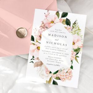 Spring Blush Floral Frame Wedding Invitation