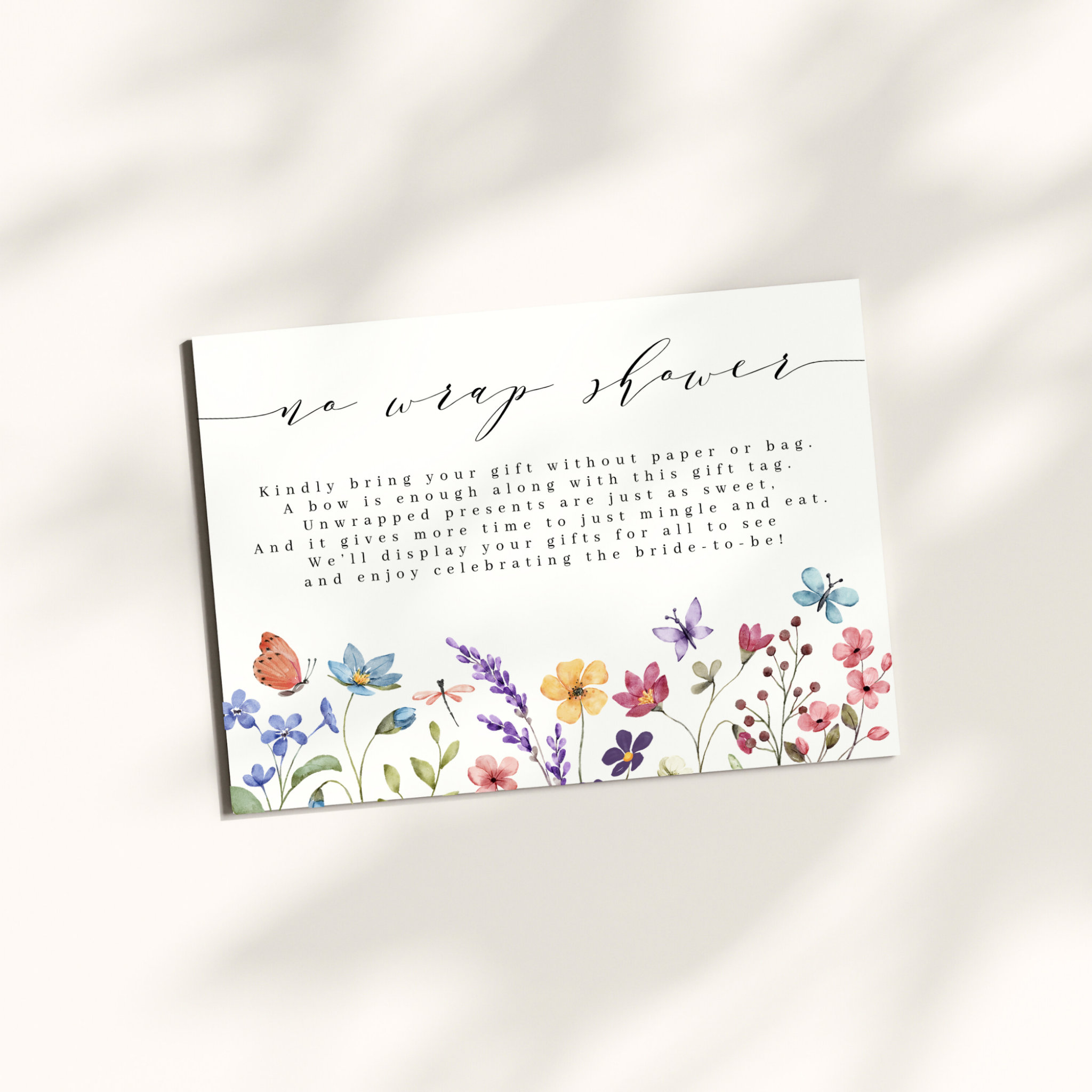 Spring Summer Floral Garden No Wrap Bridal Shower Enclosure Card