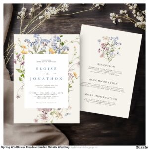 Spring Wildflower Meadow Garden Details Wedding Invitation