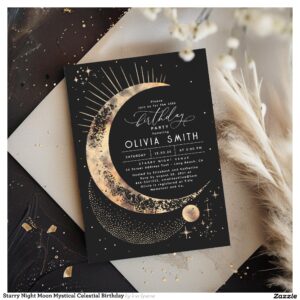 Starry Night Moon Mystical Celestial Birthday Invitation