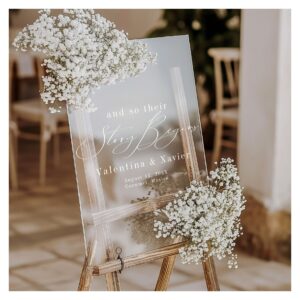 Story Begins Elegant Wedding Welcome Acrylic Sign