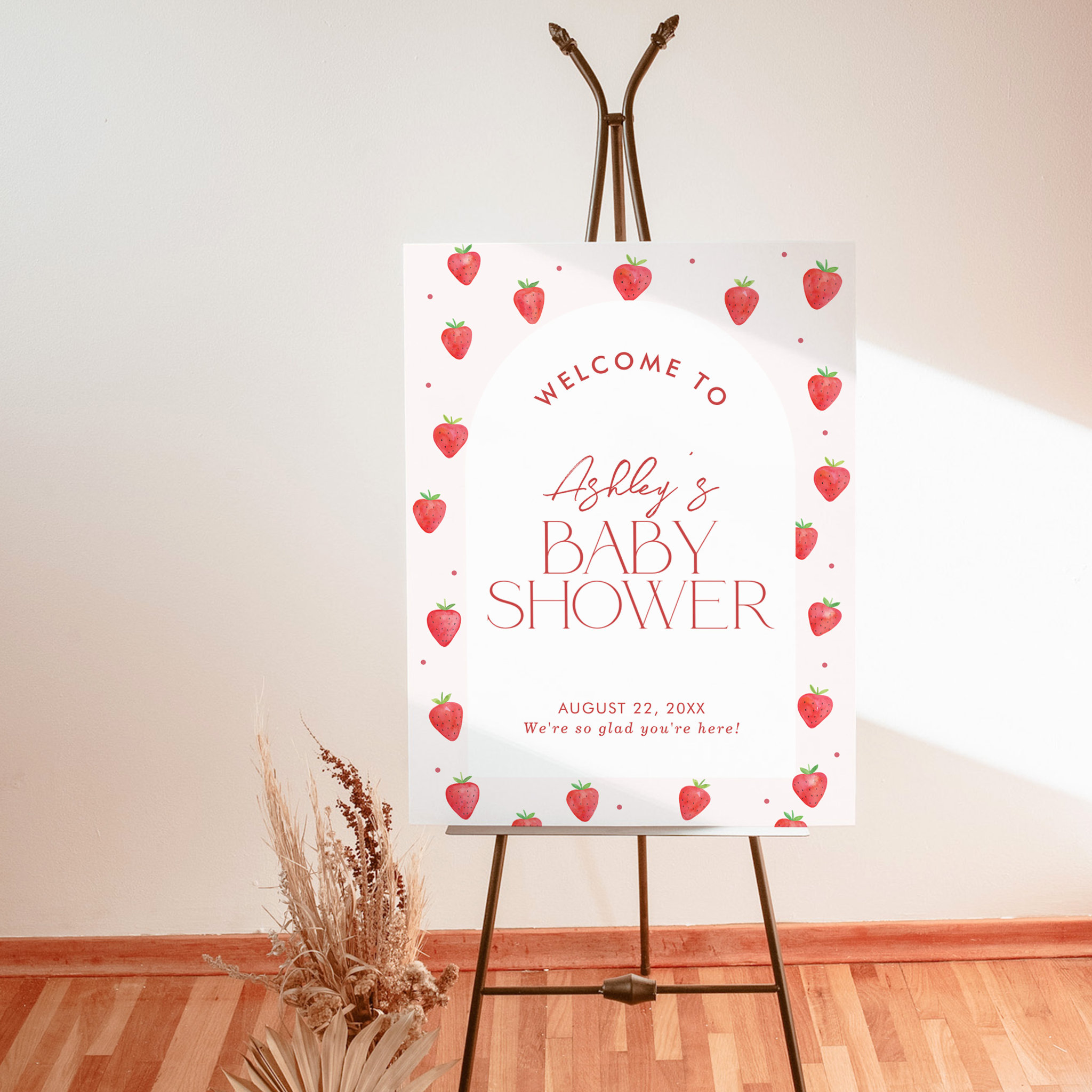 Strawberry Baby Shower Welcome Sign Berry Sweet